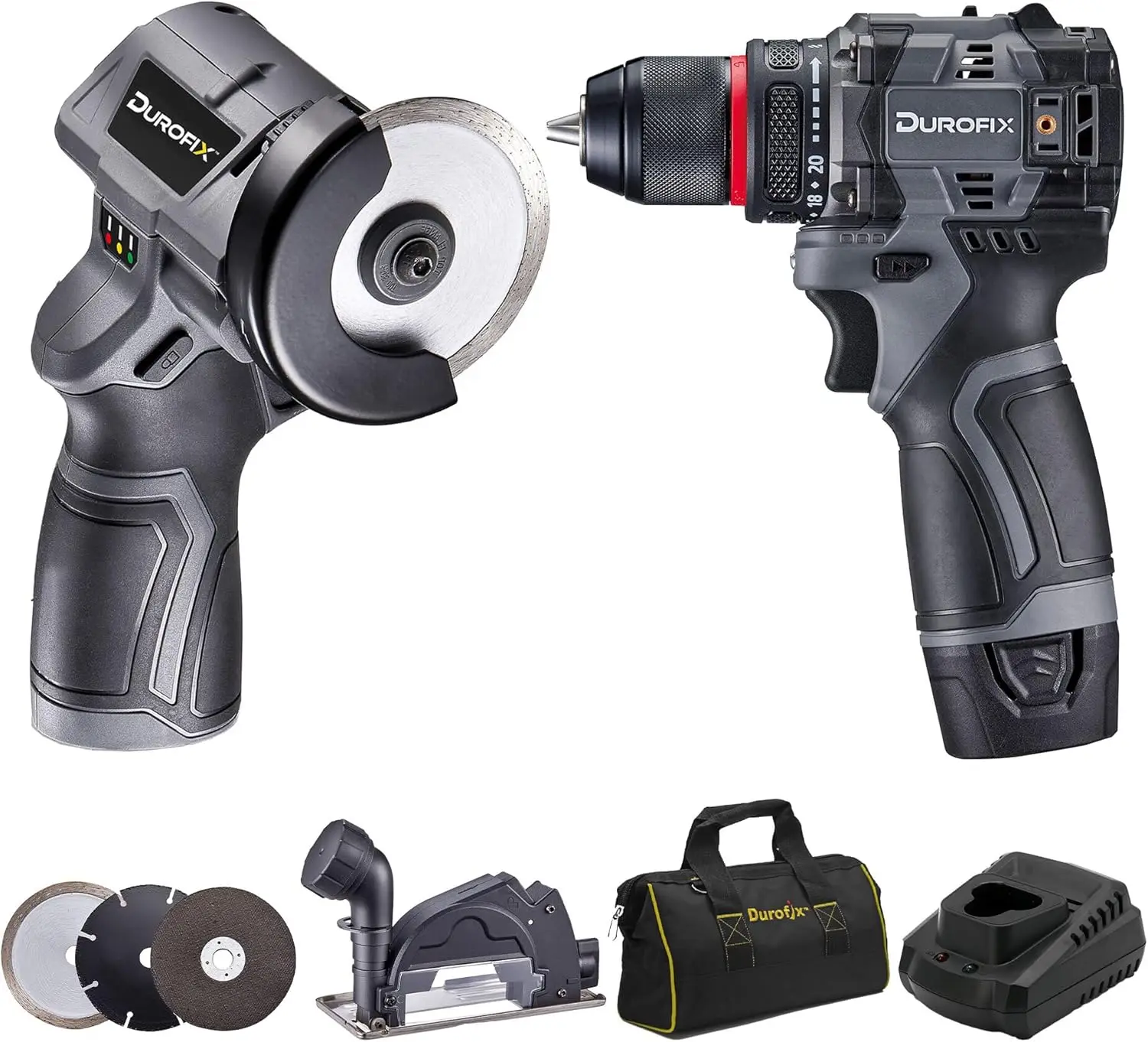 G12 Series RK12136-2-K3 12V Cordless 3/8" Hammer Drill Power Tool Combo Kit with 3 Inch Compact Cut Off Tool, 1 Battery & Charge 
G12 Series RK12136-2-K3 12V Cordless 3/8" Hammer Drill Power Tool Combo Kit with 3 Inch Compact Cut Off Tool, 1 Battery & Charge