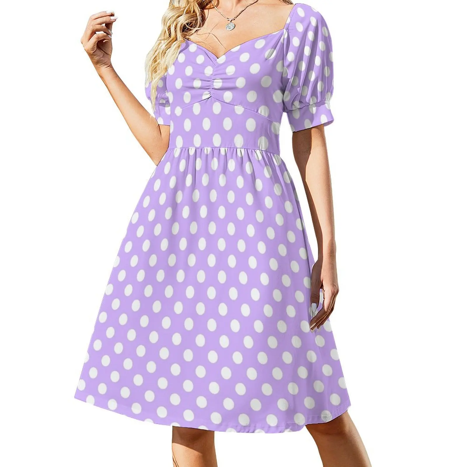 White Polka Dots on Light Purple Background Short-Sleeved Dress women's dresses luxury summer dress Summer skirt
White Polka Dots on Light Purple Background Short-Sleeved Dress women's dresses luxury summer dress Summer skirt