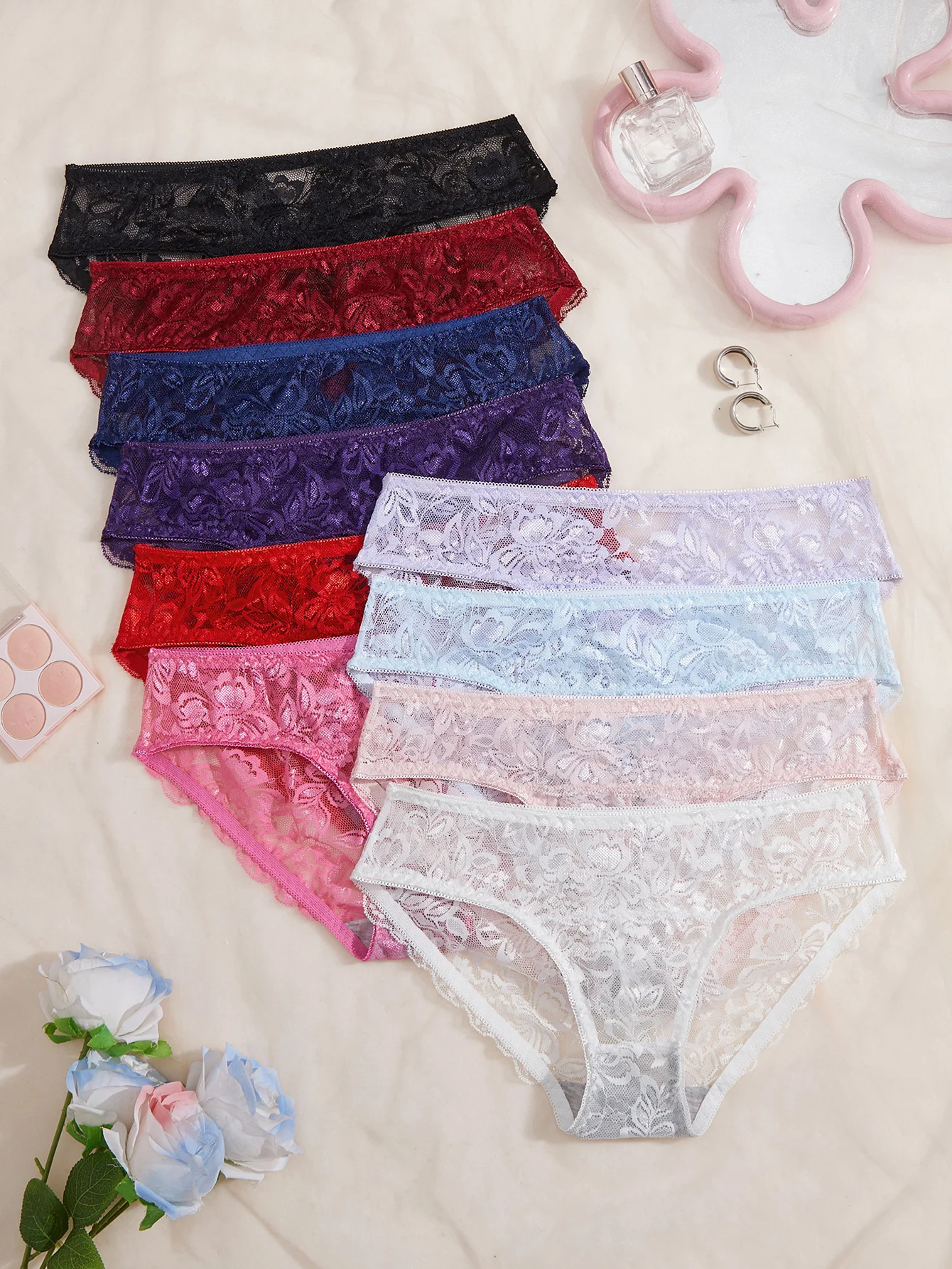 10Pcs/Set Floral Lace Women Panties Sexy Sheer Breathable Low Waist Briefs Comfortable Female Intimates Underwear Panties S-XL
10Pcs/Set Floral Lace Women Panties Sexy Sheer Breathable Low Waist Briefs Comfortable Female Intimates Underwear Panties S-XL