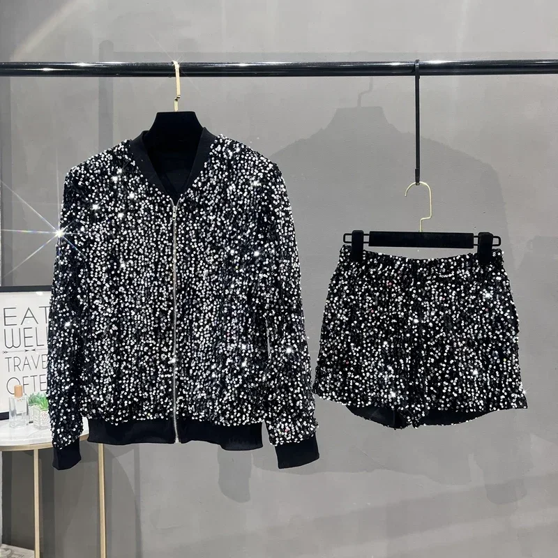 Premium Sequined Coat Women's Suit Jacket Zipper Top Baseball Uniform Casual Versatile and Thin Two-piece Women's Fashion
Premium Sequined Coat Women's Suit Jacket Zipper Top Baseball Uniform Casual Versatile and Thin Two-piece Women's Fashion