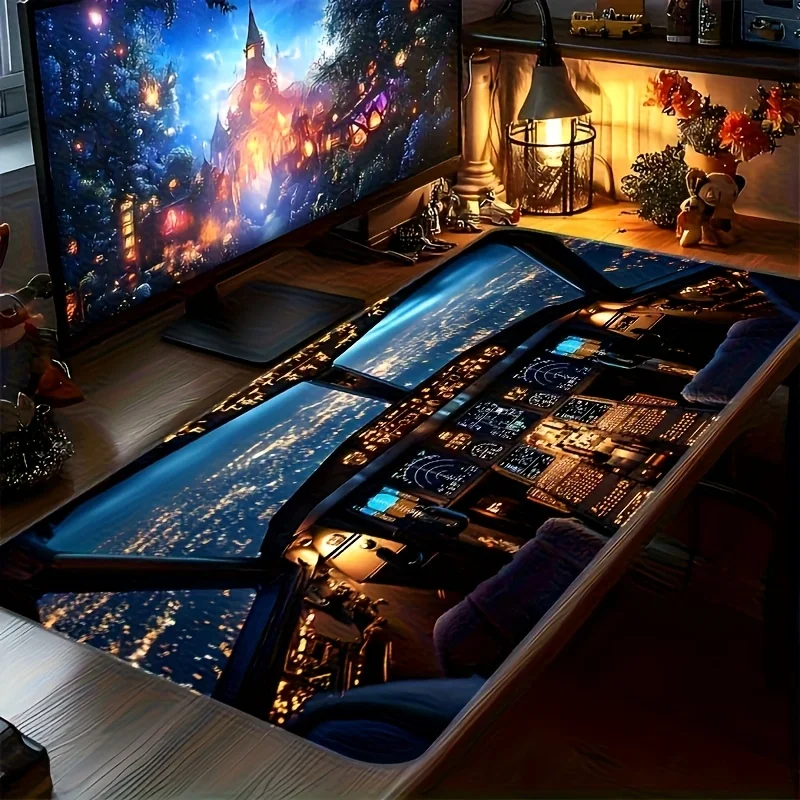 Gaming Style XXLDesk Mat Airplane Cockpit Night City View Large Gaming Mouse Pad Non Slip Base Stitched Edge Office Keyboard Pad
Gaming Style XXLDesk Mat Airplane Cockpit Night City View Large Gaming Mouse Pad Non Slip Base Stitched Edge Office Keyboard Pad