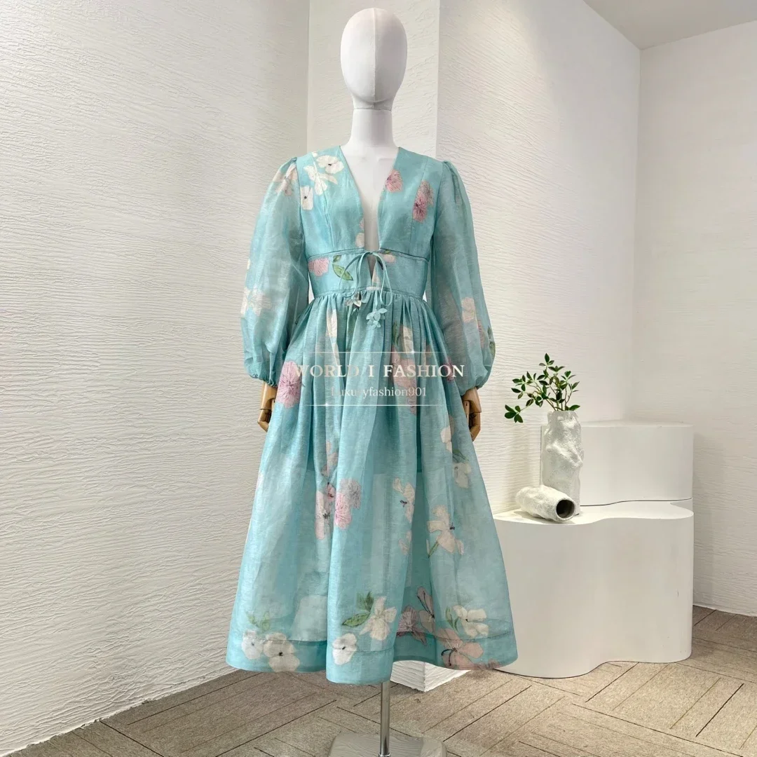 2025 Linen Silk High Quality Women Summer Holiday Collection Floral Print Lace-up High-waist Midi Dresses
2025 Linen Silk High Quality Women Summer Holiday Collection Floral Print Lace-up High-waist Midi Dresses