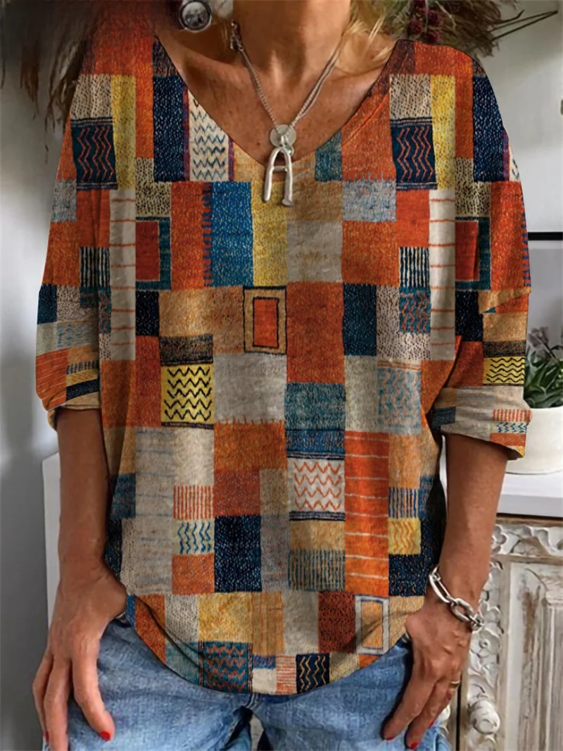 Женская осенняя футболка в стиле ретро V Ne с геометрическим принтом, винтажный топ Sle, другой материал 00% неисправностей, женская одежда...
Женская осенняя футболка в стиле ретро V Ne с геометрическим принтом, винтажный топ Sle, другой материал 00% неисправностей, женская одежда...