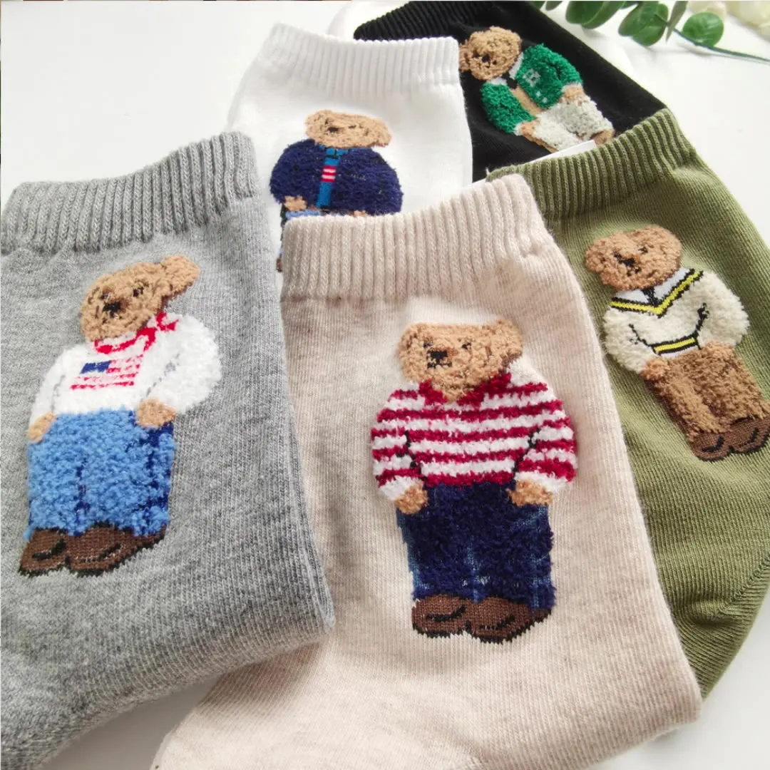 Trendy Cartoon Bear Mid-Calf Cotton Socks for Women Casual Sweater Adult Female Cute Bear Socks Comfortable Breathable Home Wear 
Trendy Cartoon Bear Mid-Calf Cotton Socks for Women Casual Sweater Adult Female Cute Bear Socks Comfortable Breathable Home Wear