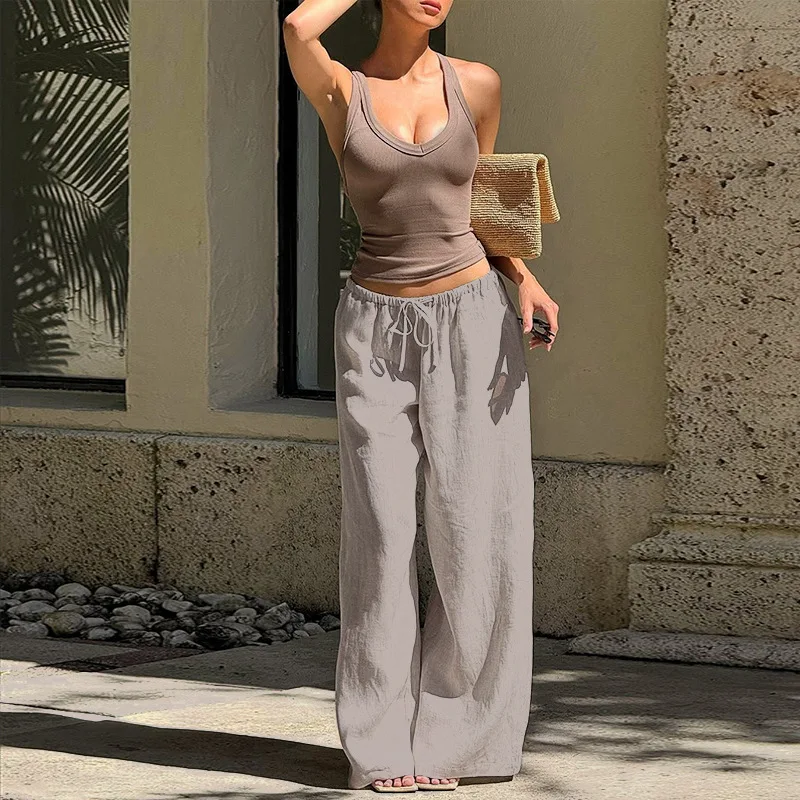 High Waist Loose Casual Wide-leg Trousers for Women 2025 Autumn New Fashionable and Versatile Linen Straight-leg Pants
High Waist Loose Casual Wide-leg Trousers for Women 2025 Autumn New Fashionable and Versatile Linen Straight-leg Pants