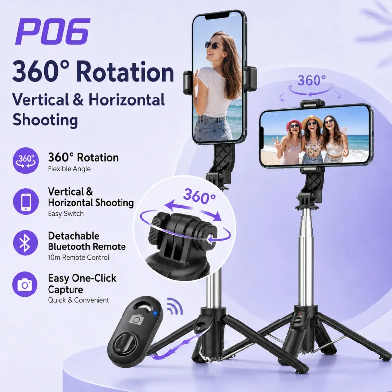 Portable Mini Selfie Stick Tripod Bluetooth Phone Holder Extendable Stainless Steel Stand for Travel Live Streaming Vlog
Portable Mini Selfie Stick Tripod Bluetooth Phone Holder Extendable Stainless Steel Stand for Travel Live Streaming Vlog
