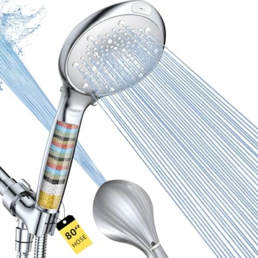 Shower Head with Handheld, High Pressure 8-Mode Filtered Shower Head with 80" Extra Long Stainless Steel Hose and Adjustable Br
Shower Head with Handheld, High Pressure 8-Mode Filtered Shower Head with 80" Extra Long Stainless Steel Hose and Adjustable Br