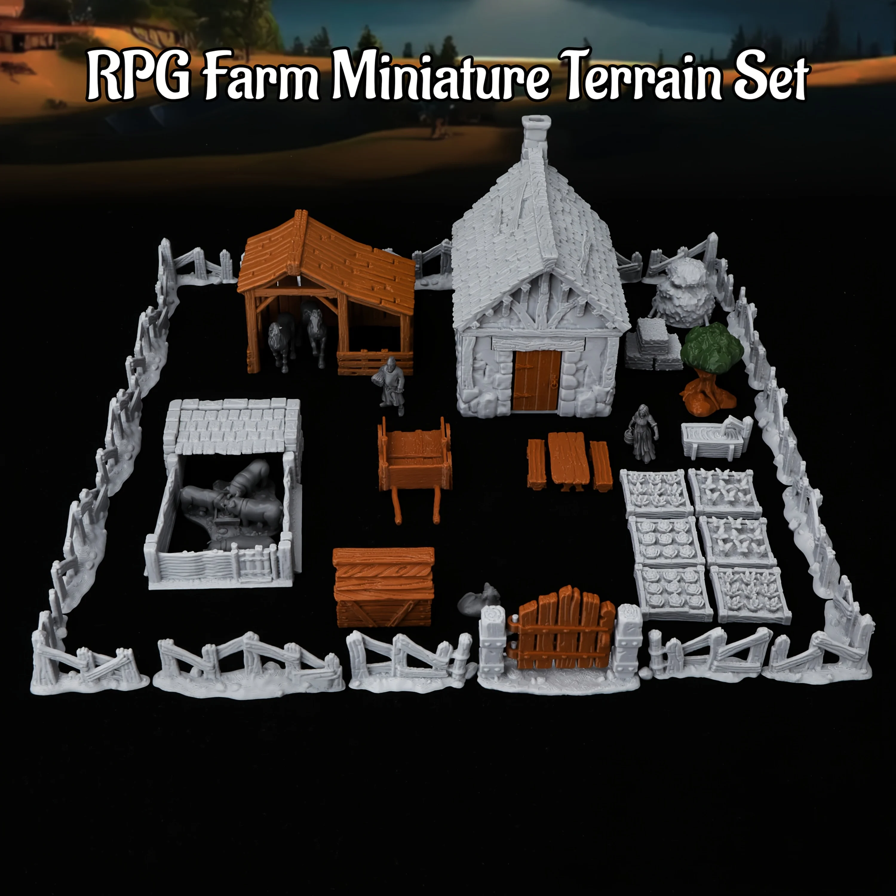 RPG Farm Miniature Terrain Set, Village Terrain with House Barn Animals & Accessories, Gift for TTRPG & Miniature Collectors
RPG Farm Miniature Terrain Set, Village Terrain with House Barn Animals & Accessories, Gift for TTRPG & Miniature Collectors