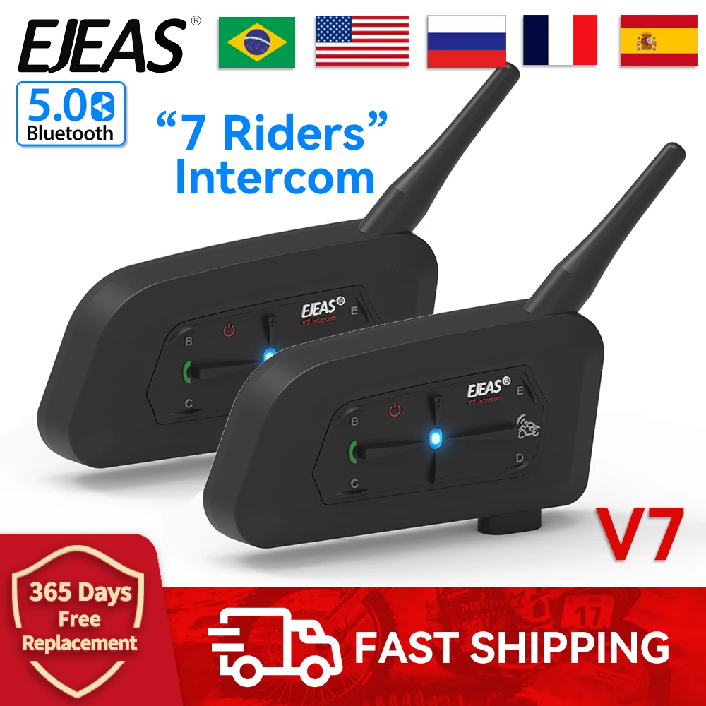 EJEAS V7 Bluetooth-гарнитура для мотоциклетного шлема, водонепроницаемая, с функцией рации, подключением двух телефонов, воспроизведением музыки для 7 мотоциклистов
EJEAS V7 Bluetooth-гарнитура для мотоциклетного шлема, водонепроницаемая, с функцией рации, подключением двух телефонов, воспроизведением музыки для 7 мотоциклистов