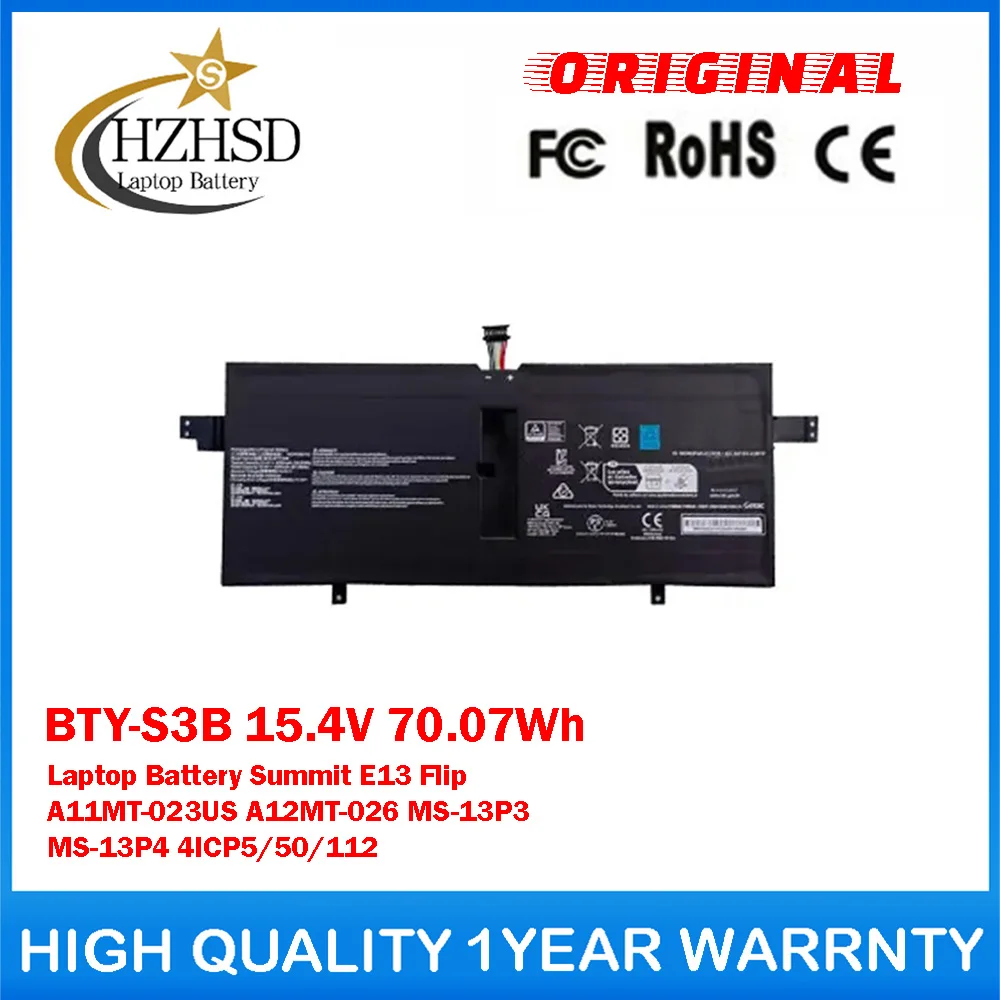 BTY-S3B 15.4V 70.07Wh Genuine Original Laptop Battery For MSI Summit E13 Flip A11MT-023US A12MT-026 MS-13P3 MS-13P4 4ICP5/50/112
BTY-S3B 15.4V 70.07Wh Genuine Original Laptop Battery For MSI Summit E13 Flip A11MT-023US A12MT-026 MS-13P3 MS-13P4 4ICP5/50/112