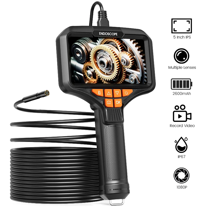 5'' IPS Screen Borescope 1080P Camera Detachable Design 1-15m Rigid Cable Autofocus 8mm 1920P Industrial Endoscope for Check Car
5'' IPS Screen Borescope 1080P Camera Detachable Design 1-15m Rigid Cable Autofocus 8mm 1920P Industrial Endoscope for Check Car
