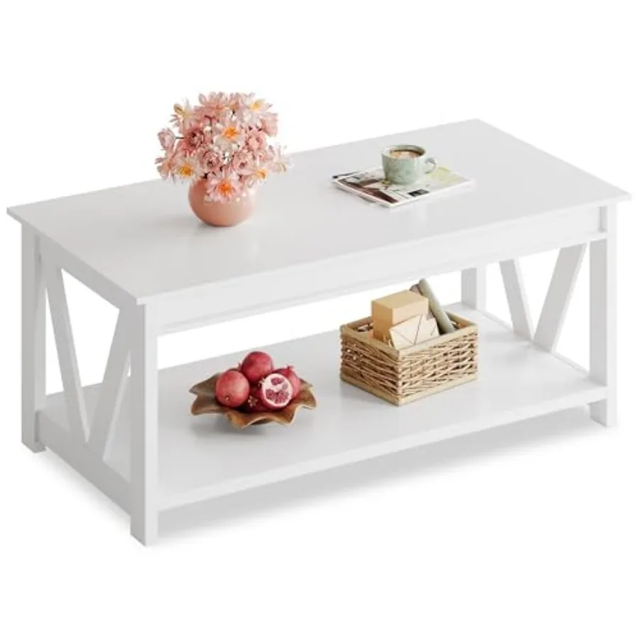 Coffee Table with Storage Shelf, 39.4" Farmhouse Coffee Table with V-Frame Support, 2-Tier Wood Rustic Center Table for Living
Coffee Table with Storage Shelf, 39.4" Farmhouse Coffee Table with V-Frame Support, 2-Tier Wood Rustic Center Table for Living