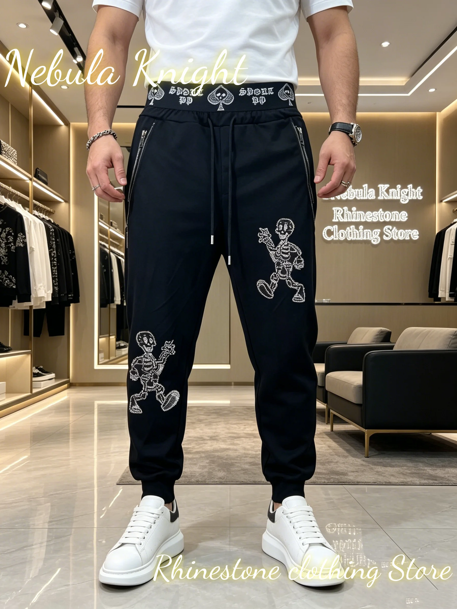 Fashion Streetwear Men Rhinestone High Waist Sweat Trousers Elastic Waist Zipper Pocket Daily Casual Summer Wear Jogger Pants
Fashion Streetwear Men Rhinestone High Waist Sweat Trousers Elastic Waist Zipper Pocket Daily Casual Summer Wear Jogger Pants