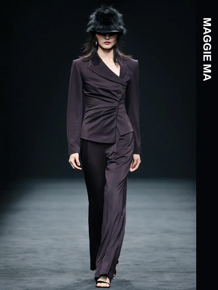 Maggie Ma Purple High Waist Women's Suit Straight Leg Pants Long Sve Button up Faion Set High Quali Chinese Brand
Maggie Ma Purple High Waist Women's Suit Straight Leg Pants Long Sve Button up Faion Set High Quali Chinese Brand