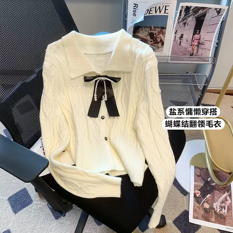 Women's White Pullover Sweater Aesthetic Y2k Elegant Vintage Long Sleeves Bow Knitted Jumper Sweater 2000s Clothes Autumn 2024
Women's White Pullover Sweater Aesthetic Y2k Elegant Vintage Long Sleeves Bow Knitted Jumper Sweater 2000s Clothes Autumn 2024