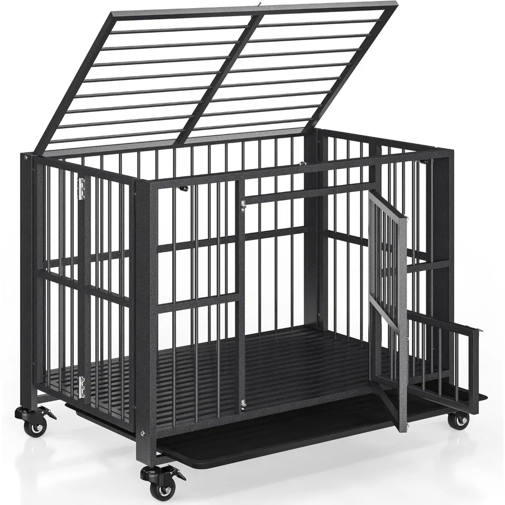 Heavy Duty Dog Crate, Foldable Indestructible Dog Kennel, Escape Proof Extra Large Dog Cage with Lockable Wheels, High Anxiety
Heavy Duty Dog Crate, Foldable Indestructible Dog Kennel, Escape Proof Extra Large Dog Cage with Lockable Wheels, High Anxiety