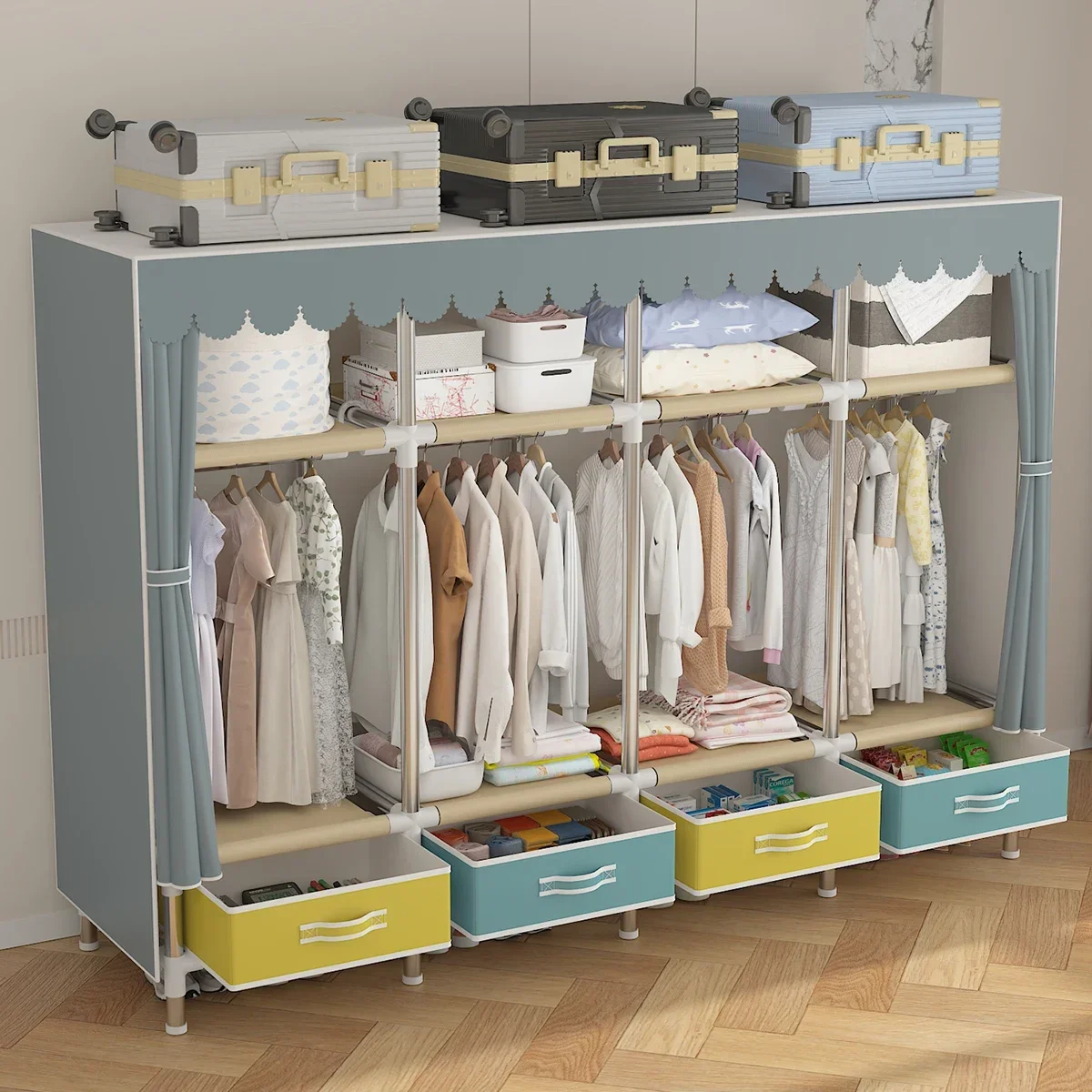 %a Clothes Storage Wardrobe with Dustproof Cover, Large Storage Closet with Steel Frame, Durable Rack, 1Pc
%a Clothes Storage Wardrobe with Dustproof Cover, Large Storage Closet with Steel Frame, Durable Rack, 1Pc