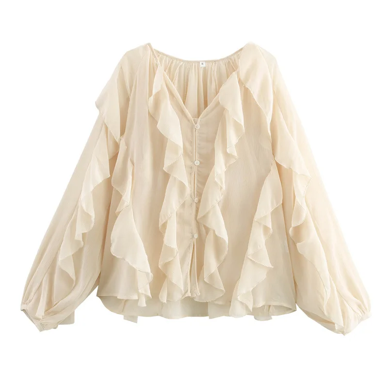 Sophisticated Blouse Multilayered Embellished V-Shaped Shirt Long Sleeve Frilled Top Versatile Feminine Officewear Tunic
Sophisticated Blouse Multilayered Embellished V-Shaped Shirt Long Sleeve Frilled Top Versatile Feminine Officewear Tunic