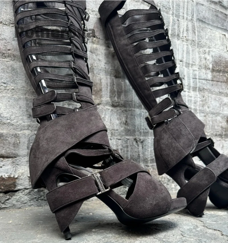 Multi Buckle Straps Stiletto Knee High Boots Women Suede Cross Strap Gladiator Summer Sandals Boots Novelty High Heels Shoes
Multi Buckle Straps Stiletto Knee High Boots Women Suede Cross Strap Gladiator Summer Sandals Boots Novelty High Heels Shoes
