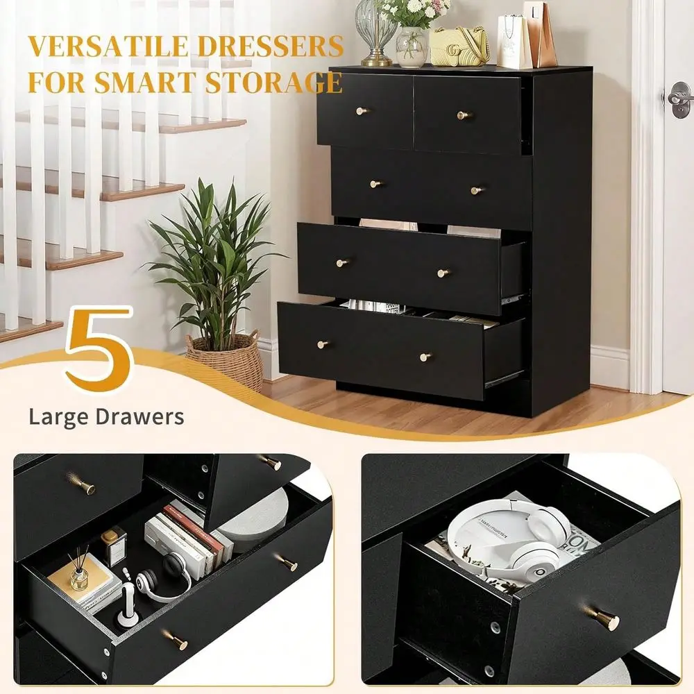 5 Drawer Dresser For Bedroom, Modern Wood Dresser Chest Of Drawers, Pink Bedroom Dressers Nightstand For Girls, AntiTipping Devi
5 Drawer Dresser For Bedroom, Modern Wood Dresser Chest Of Drawers, Pink Bedroom Dressers Nightstand For Girls, AntiTipping Devi