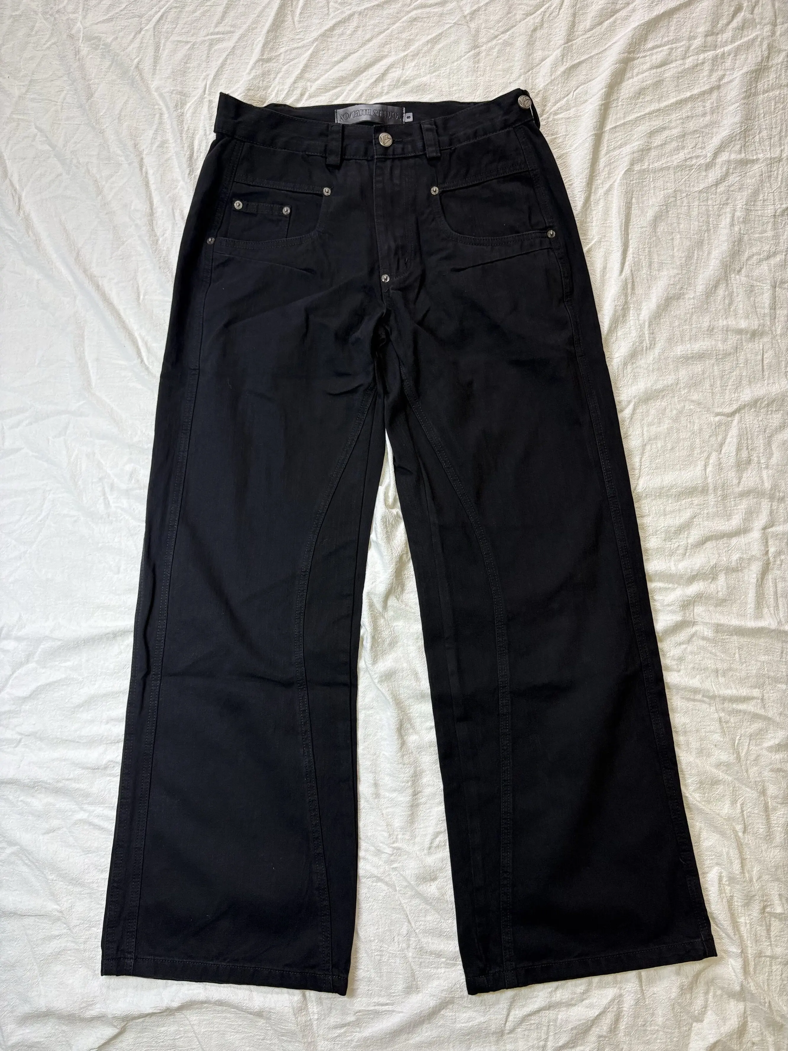 No Faith Studios LAYERED Double Pocket Pin Button Baggy Stacked Flared Scimitar Pants
No Faith Studios LAYERED Double Pocket Pin Button Baggy Stacked Flared Scimitar Pants