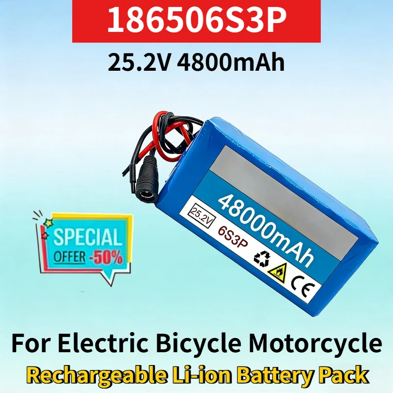 25.2V 4800mAh 186506S3P Rechargeable Battery for Electric Bicycle Motorcycle High Quality Replacement Lithium-ion Battery Pack
25.2V 4800mAh 186506S3P Rechargeable Battery for Electric Bicycle Motorcycle High Quality Replacement Lithium-ion Battery Pack