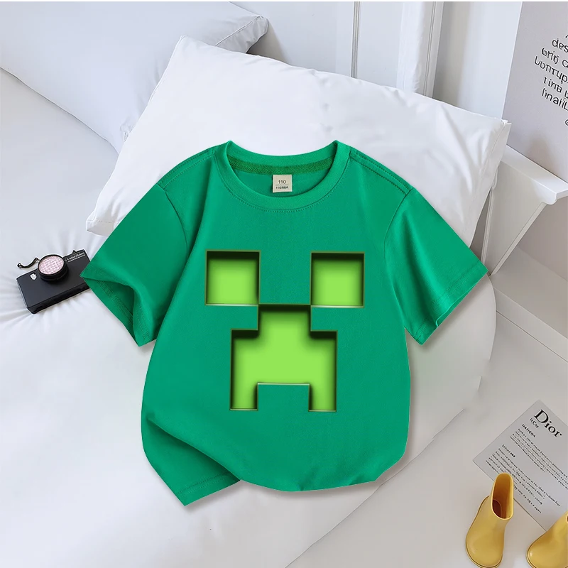Miner Crafting Pixel T-shirt Short Sleeve Green Boy Girl Clothes Fashion Cartoon Printed Round Neck Hip Hop Shirts Birthday Gift
Miner Crafting Pixel T-shirt Short Sleeve Green Boy Girl Clothes Fashion Cartoon Printed Round Neck Hip Hop Shirts Birthday Gift