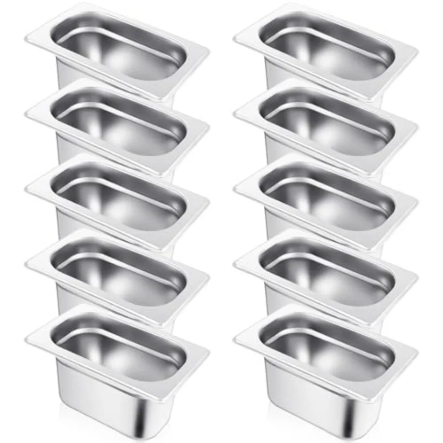 10 Pack 1/9 Size Stainless Steel Hotel Pans 4" Deep Metal Steam Table Catering Trays for Commercial Restaurant Buffet Kitchen F
10 Pack 1/9 Size Stainless Steel Hotel Pans 4" Deep Metal Steam Table Catering Trays for Commercial Restaurant Buffet Kitchen F