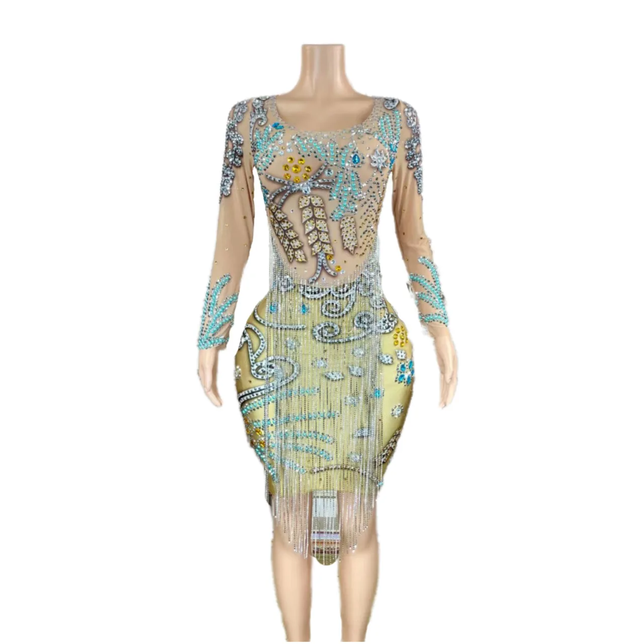 Long Sleeves Shining Rhinestones Tassel Sexy Sheath Dress For Women Party Prom Celebrity Clothing Singer Stage Concert Costumes
Long Sleeves Shining Rhinestones Tassel Sexy Sheath Dress For Women Party Prom Celebrity Clothing Singer Stage Concert Costumes