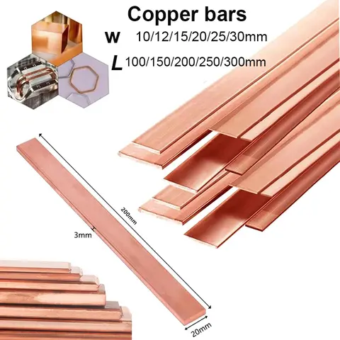 1pcs Copper Strip T2 Copper Pure Flat Steel Strip Pure Copper & Electroplating DIY Material Thickness 1/1.5/2/3/4/5/6/8mm