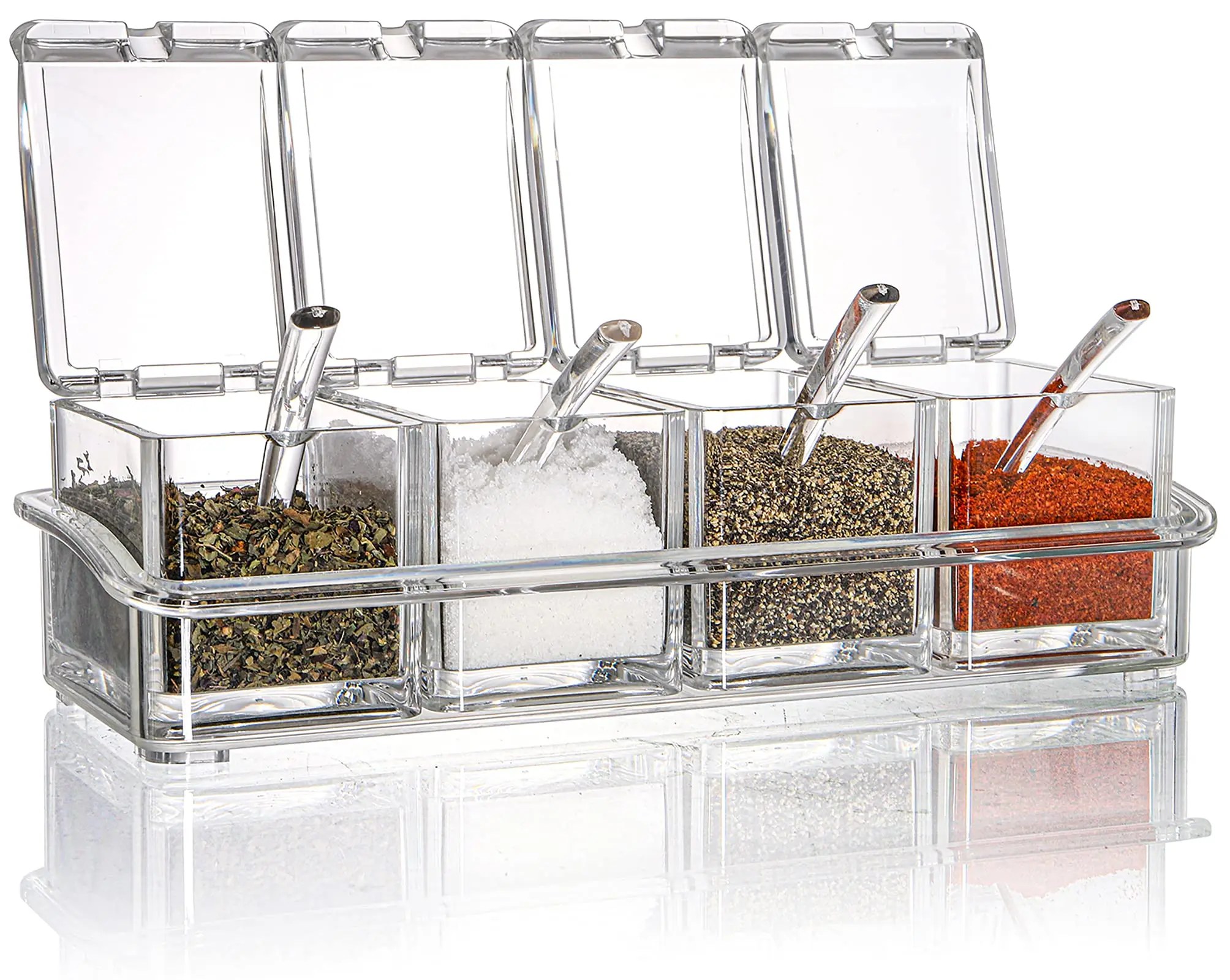 4 Pieces Clear Seasoning Box Set Crystal Seasoning Storage Container with Spoon Clear Seasoning Rack Spice Pots for Pepper Spice
4 Pieces Clear Seasoning Box Set Crystal Seasoning Storage Container with Spoon Clear Seasoning Rack Spice Pots for Pepper Spice
