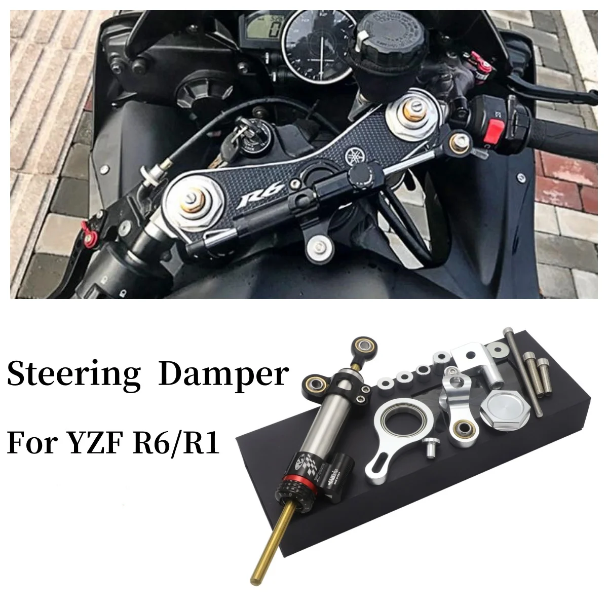 For YAMAHA YZF R6 2006-2020 R1 2002-2016 Motorcycle CNC Aluminum Steering Damper Stabilizer Adjustable Bracket Mount Kit 
For YAMAHA YZF R6 2006-2020 R1 2002-2016 Motorcycle CNC Aluminum Steering Damper Stabilizer Adjustable Bracket Mount Kit