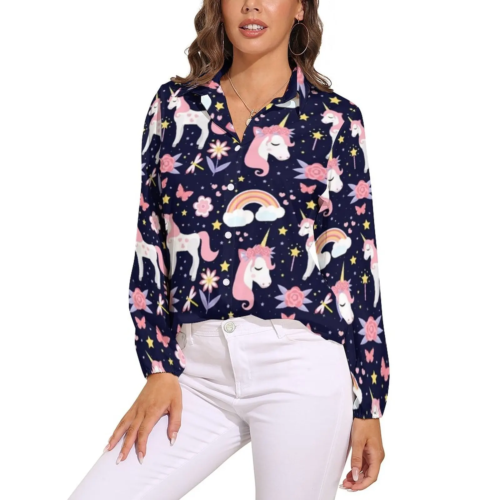 Свободная блузка с рисунком единорога каракули, милые классические блузки большого размера с животным принтом, Женская милая рубашка с длинным рукавом, осенняя одежда с графическим рисунком
Свободная блузка с рисунком единорога каракули, милые классические блузки большого размера с животным принтом, Женская милая рубашка с длинным рукавом, осенняя одежда с графическим рисунком