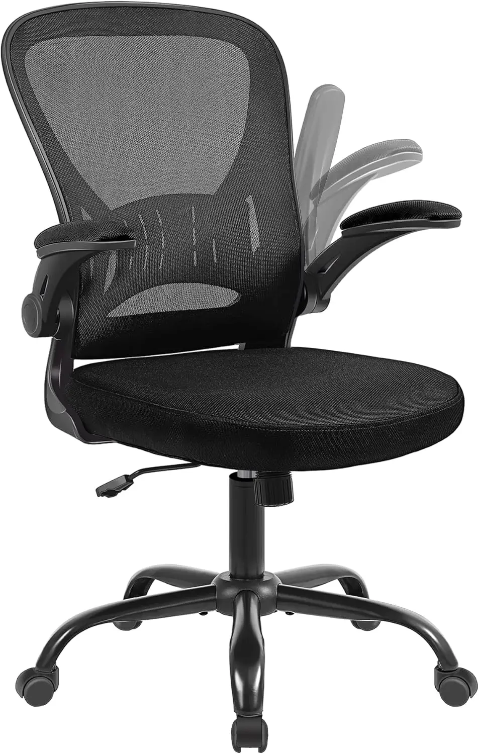 Mesh Office Chair, Ergonomic Home Office Desk Chairs with Flip-up Arms and Lumbar Support, Height Adjustable, Black
Mesh Office Chair, Ergonomic Home Office Desk Chairs with Flip-up Arms and Lumbar Support, Height Adjustable, Black