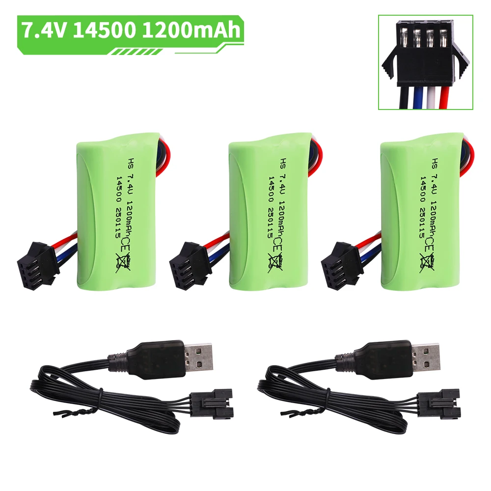 SM-4P Plug 14500 7.4V 1200mAh Li-ion Battery For Remote Control water bullet gun Toys RC Parts 2S 7.4V Battery and USB Charger
SM-4P Plug 14500 7.4V 1200mAh Li-ion Battery For Remote Control water bullet gun Toys RC Parts 2S 7.4V Battery and USB Charger