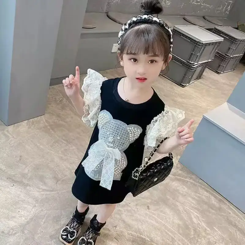 Girl's Short sleeved Dress Summer New Baby Fashionable Lace Princess Dress Children's Long T-shirt Kids Clothing
Girl's Short sleeved Dress Summer New Baby Fashionable Lace Princess Dress Children's Long T-shirt Kids Clothing