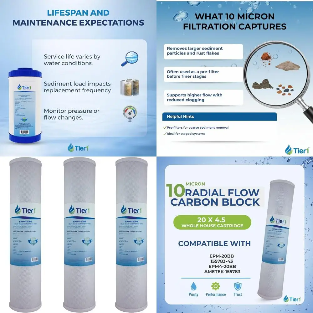 Радиально-поточный угольный фильтр для воды на 10 микрон, 20 x 4,5 дюйма, 3 сменных блока в упаковке
Радиально-поточный угольный фильтр для воды на 10 микрон, 20 x 4,5 дюйма, 3 сменных блока в упаковке