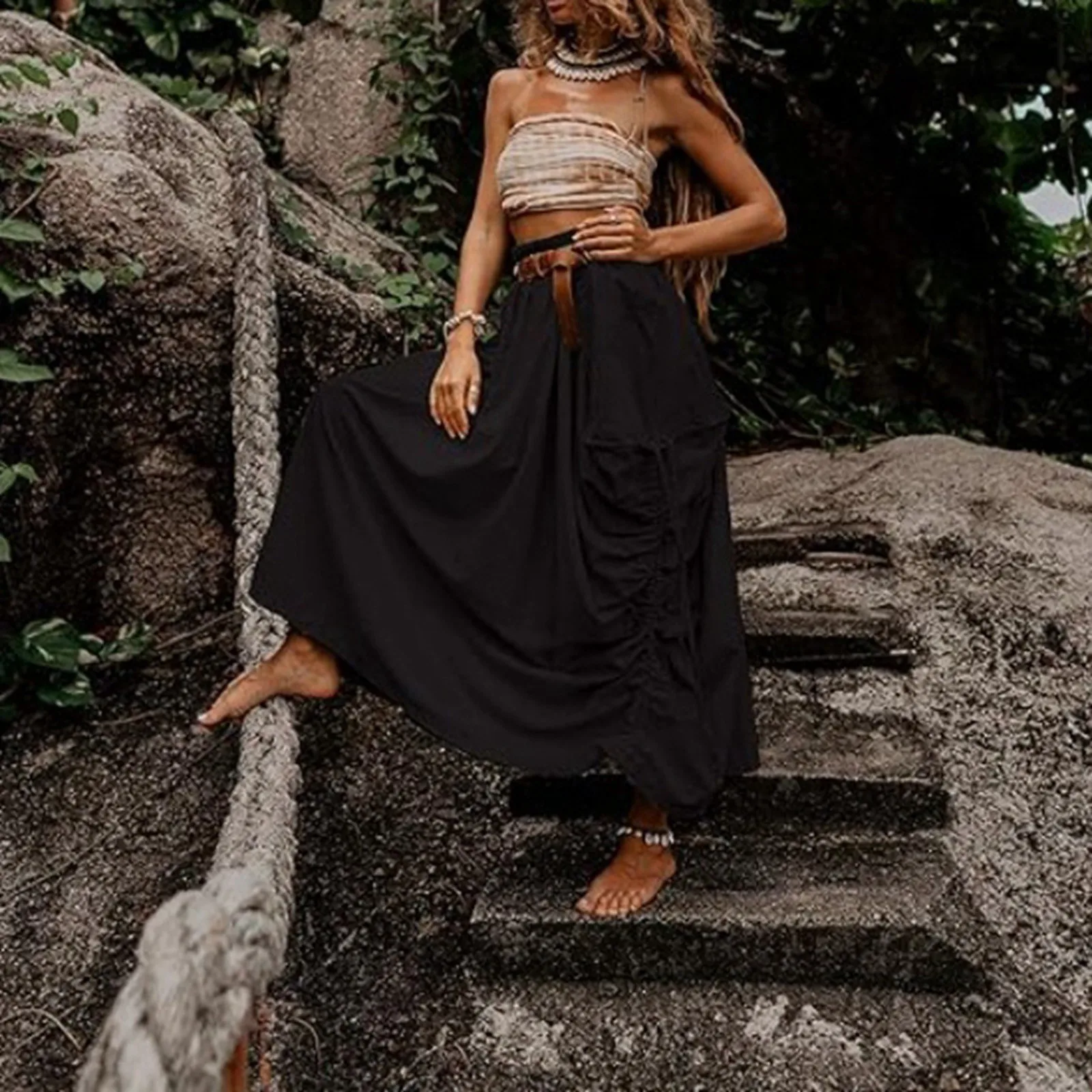 Summer New Bohemian Skirt Women's Drawstring Large Pocket Loose Imitation Linen Oversized Skirt Pants Vintage Versatile Skirt
Summer New Bohemian Skirt Women's Drawstring Large Pocket Loose Imitation Linen Oversized Skirt Pants Vintage Versatile Skirt