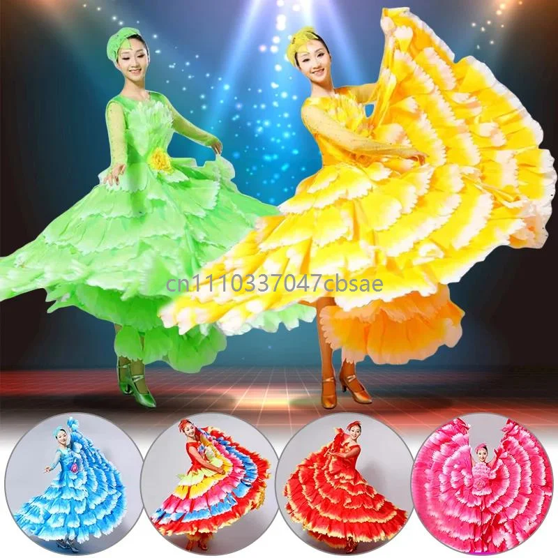 Women Spanish Flamenco Bullfight Dress Opening Dance Big Swing Petal Classical Dresses Stage Dancer Performance Skirt Costume
Women Spanish Flamenco Bullfight Dress Opening Dance Big Swing Petal Classical Dresses Stage Dancer Performance Skirt Costume