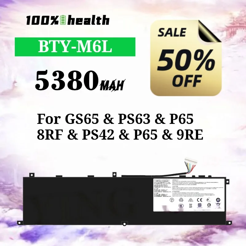 MSI BTY-M6L 5380mAh Laptop Battery for GS65/PS63/P65/8RF/PS42/P65/9RE Lithium Rechargeable Battery
MSI BTY-M6L 5380mAh Laptop Battery for GS65/PS63/P65/8RF/PS42/P65/9RE Lithium Rechargeable Battery