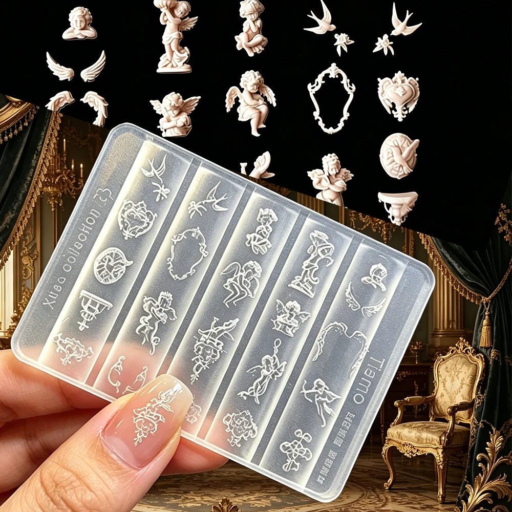 1PC Baroque Angels 3D Nail Silicone Mold Ultra-Detailed 3D Carving Tool For UV Gel Manicure Relief Template For DIY Nail Charms
1PC Baroque Angels 3D Nail Silicone Mold Ultra-Detailed 3D Carving Tool For UV Gel Manicure Relief Template For DIY Nail Charms