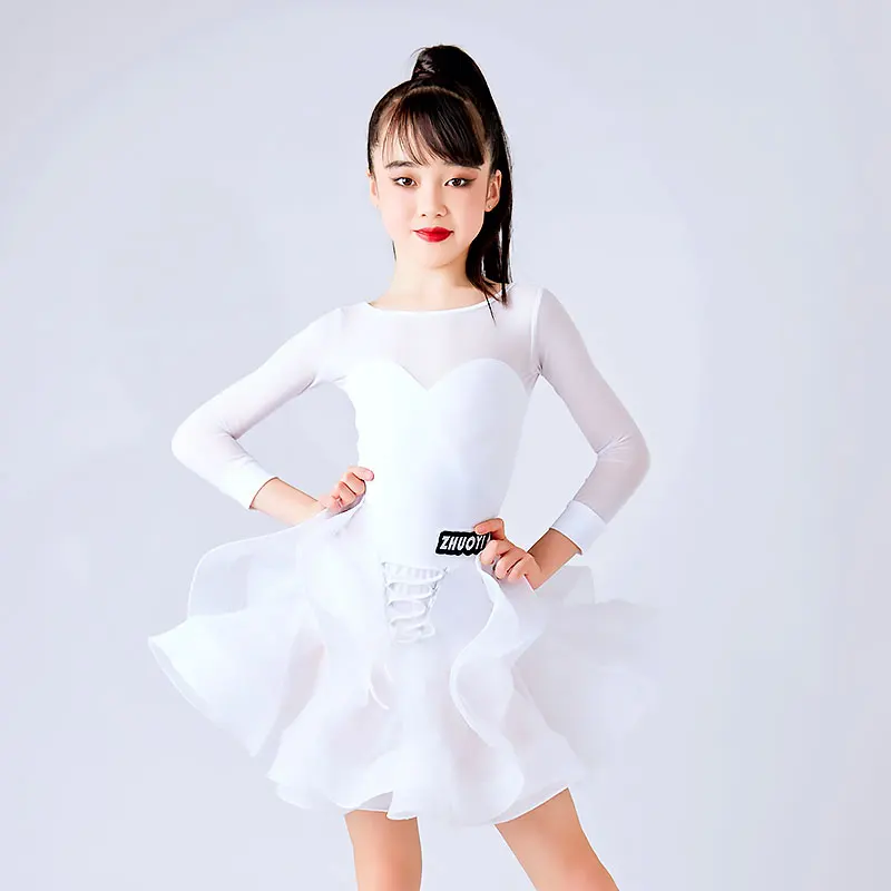 White Latin Dance Dress For Girls Long Sleeves Mesh Tutu Skirt Kids Ballroom Dance Competition Clothing Practice Wear DNV19377
White Latin Dance Dress For Girls Long Sleeves Mesh Tutu Skirt Kids Ballroom Dance Competition Clothing Practice Wear DNV19377