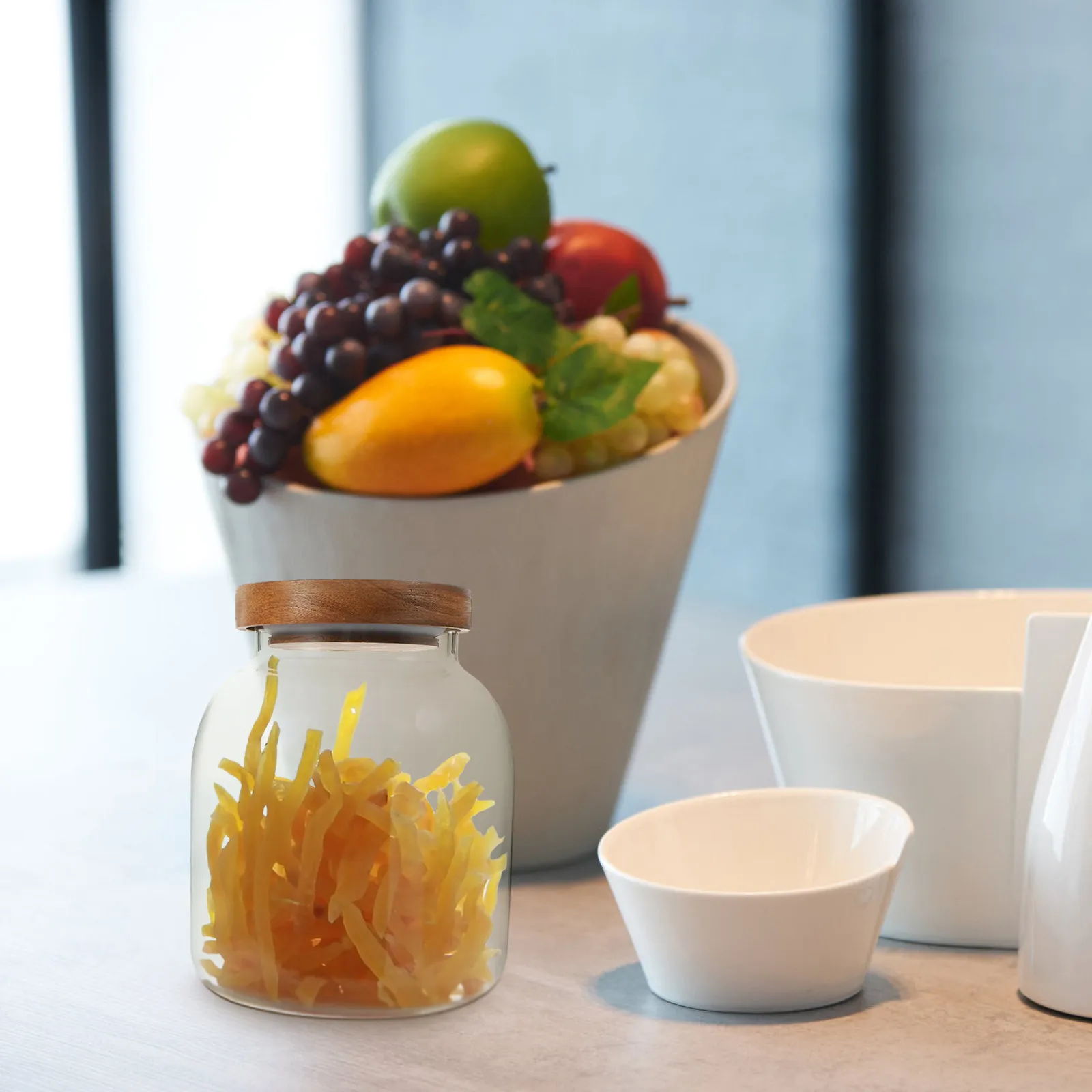 Стеклянная емкость для продуктов с деревянной крышкой, герметичная банка для хранения на кухне, для сухофруктов, орехов, специй, конфет, влагонепроницаемая банка
Стеклянная емкость для продуктов с деревянной крышкой, герметичная банка для хранения на кухне, для сухофруктов, орехов, специй, конфет, влагонепроницаемая банка