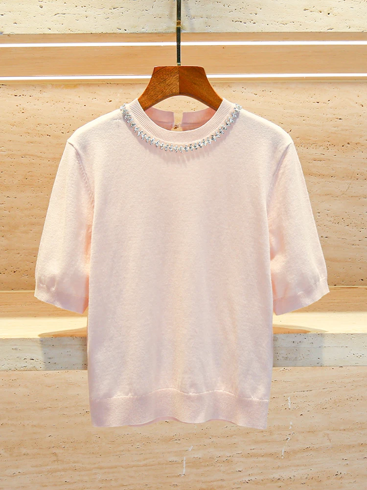 Maje Migi Женская трикотажная футболка с розовым бриллиантом Sweet Sle Regular Fit ort Sve round Ne Pure Color Top
Maje Migi Женская трикотажная футболка с розовым бриллиантом Sweet Sle Regular Fit ort Sve round Ne Pure Color Top