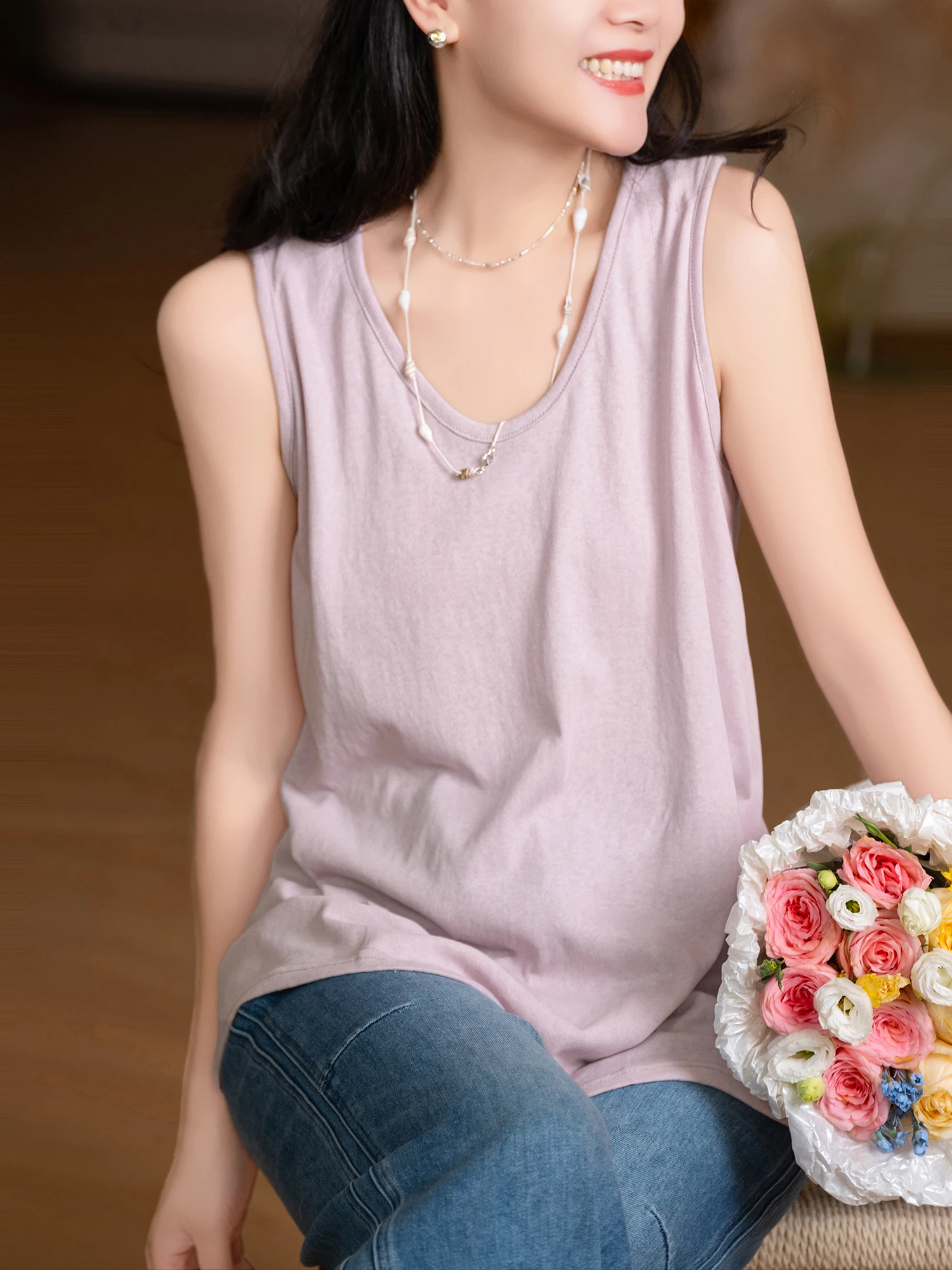 Slimming Effect Wide Shoulder Strap Hemp Cotton Goose Egg Collar Vest Comfortable Breathable Women's Casual Style Loose Fit T...
Slimming Effect Wide Shoulder Strap Hemp Cotton Goose Egg Collar Vest Comfortable Breathable Women's Casual Style Loose Fit T...