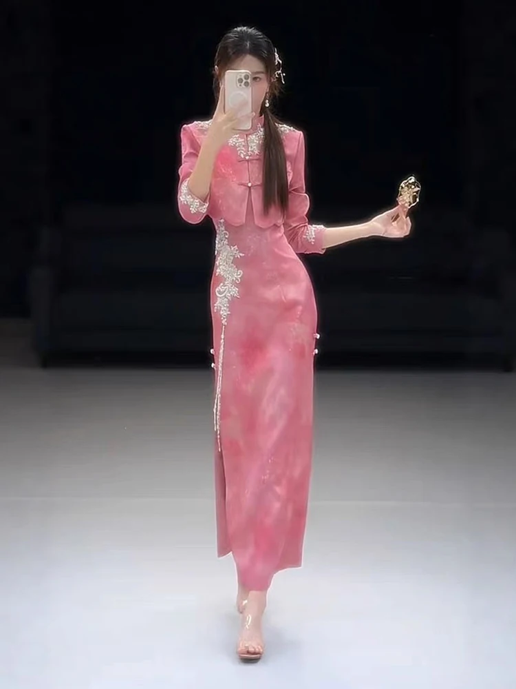 Новое китайское свадебное платье-двойка с длинными рукавами в винтажном стиле для невест, розовое
Новое китайское свадебное платье-двойка с длинными рукавами в винтажном стиле для невест, розовое