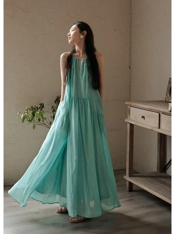 Vacation Style Beach Skirt Loose Sensation Long Dress Casual Korean Version A-Line Low Waist Sleeveless round Neck Summer Dress
Vacation Style Beach Skirt Loose Sensation Long Dress Casual Korean Version A-Line Low Waist Sleeveless round Neck Summer Dress