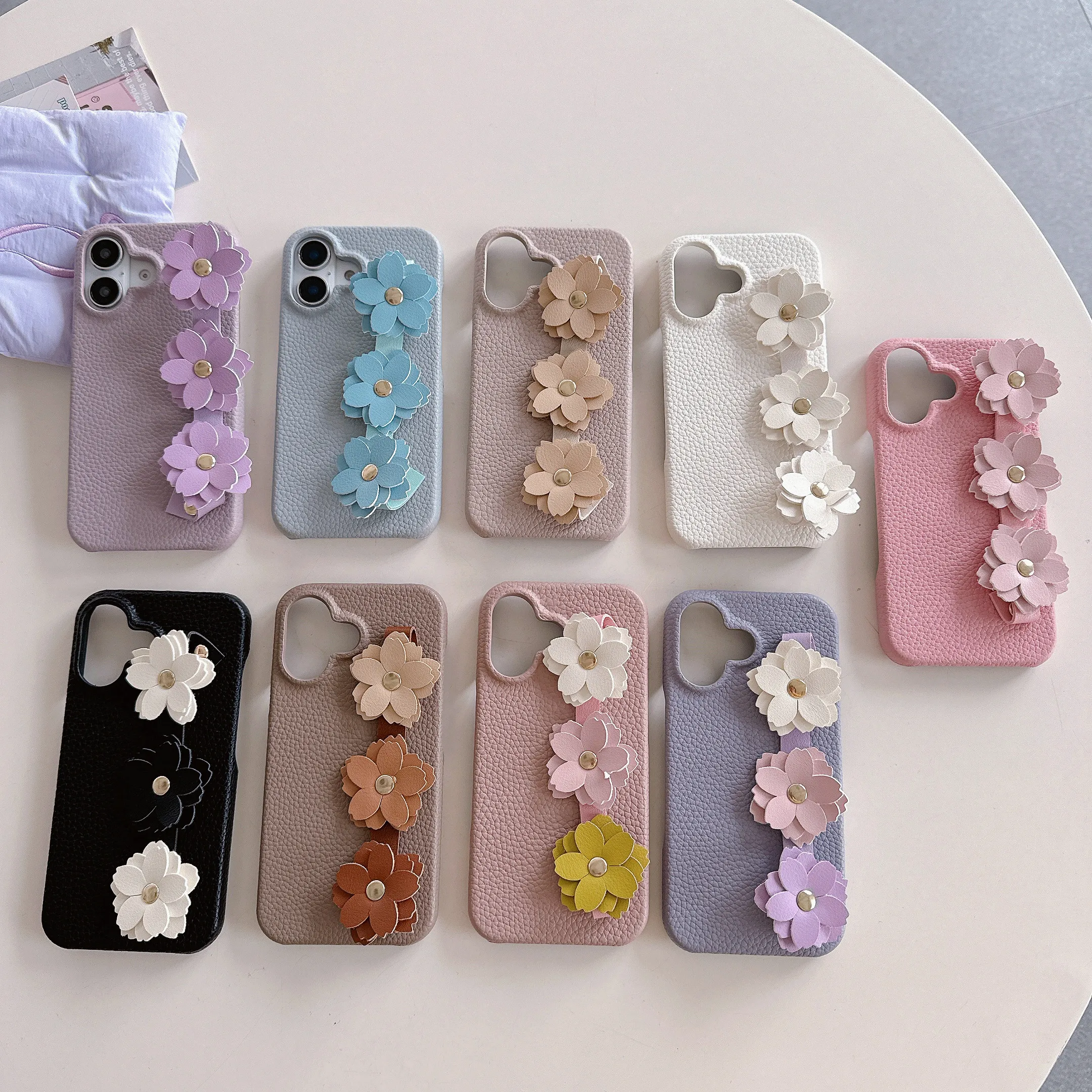 Litchi Leather Soft Touch Hard Phone Case for iPhone 11 12 13 14 15 16 Pro Max 16E 3D Flowers Wrist Strap Bracelet Girly Cover
Litchi Leather Soft Touch Hard Phone Case for iPhone 11 12 13 14 15 16 Pro Max 16E 3D Flowers Wrist Strap Bracelet Girly Cover