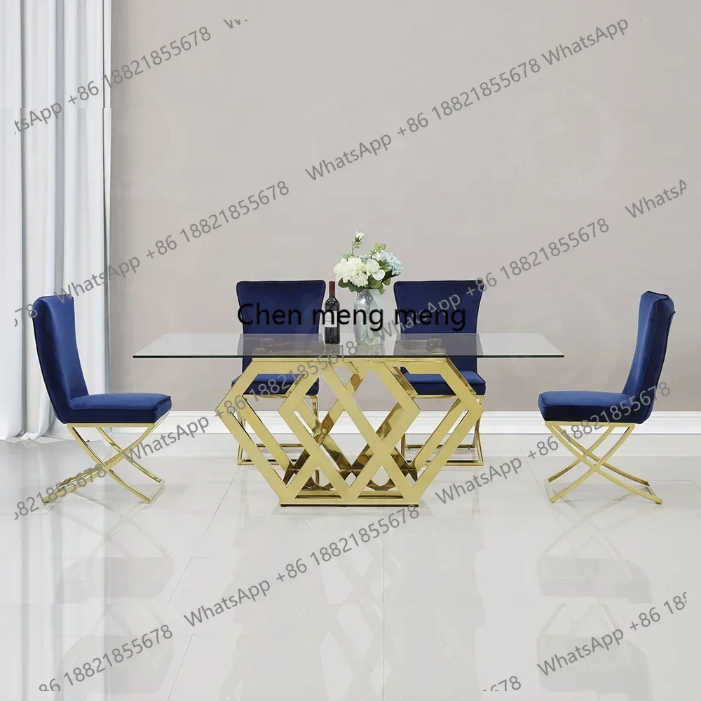 K153 Golden stainless steel base tempered glass top modern luxury dining furniture with 8 seater dining room table
K153 Golden stainless steel base tempered glass top modern luxury dining furniture with 8 seater dining room table