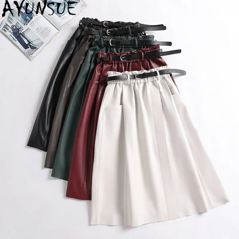 AYUNSUE Genuine Sheepskin Leather Skirt Women High Waist Skirts Mid-length Leather Skirts A Line White Skirts Korean Streetwear
AYUNSUE Genuine Sheepskin Leather Skirt Women High Waist Skirts Mid-length Leather Skirts A Line White Skirts Korean Streetwear